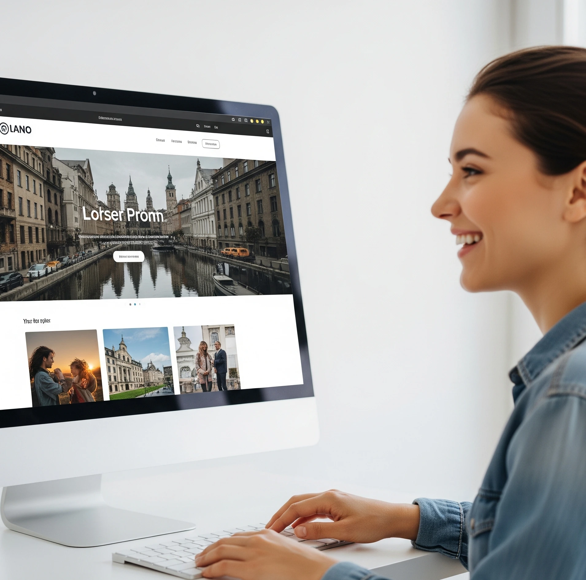 User interacting with a custom website that looks professional
